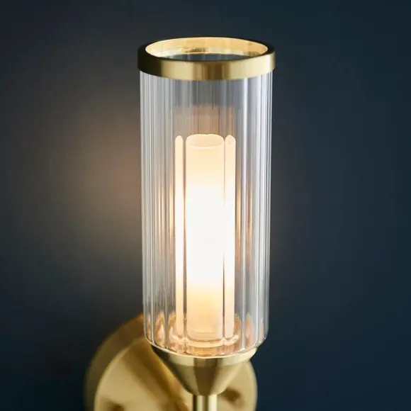 Bailey Ribbed Wall Light - Gold, Glass alternate view
