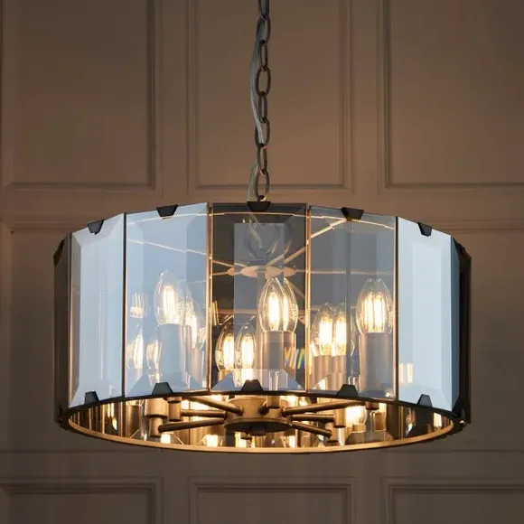 Corala 8 Light Adjustable Pendant Light - Grey, Glass alternate view
