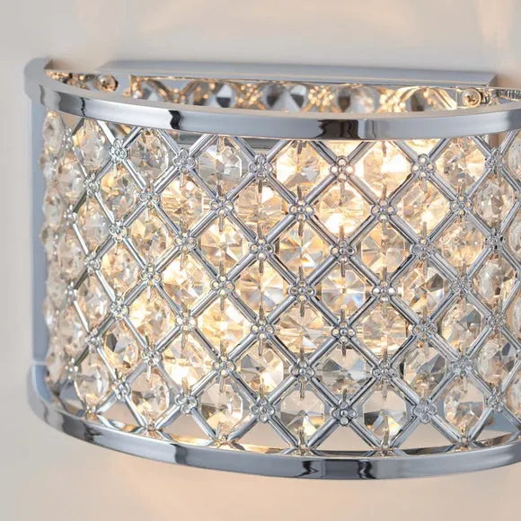 Hudson 2-Light Crystal Wall Light - Silver, Chrome alternate view
