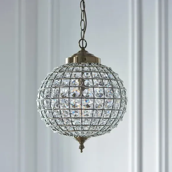 Lelia Dome Cage Pendant Light - Antique Brass, Glass alternate view
