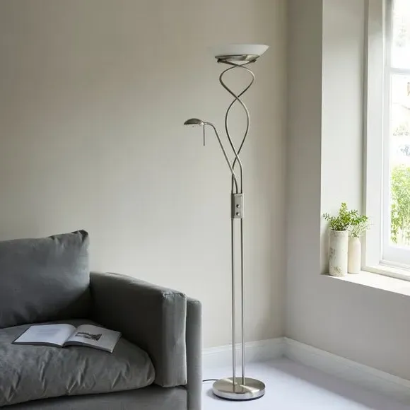 Lukas Uplighter Mother & Child Floor Lamp - Chrome, Metal alternate view