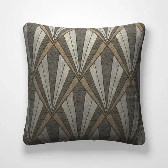 Geometric Cushion Cover - Black, Chrome alternate view