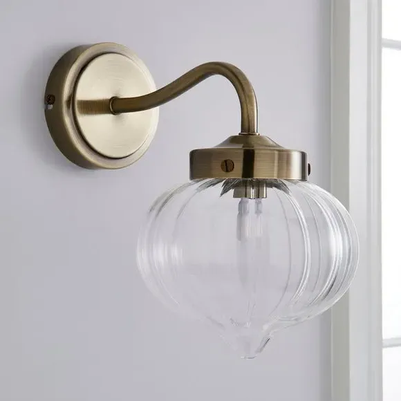 Voyager Ribbed Glass Wall Light - Brass alternate view