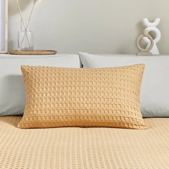Emerson Waffle Duvet Cover Set - Honey, Cotton alternate view