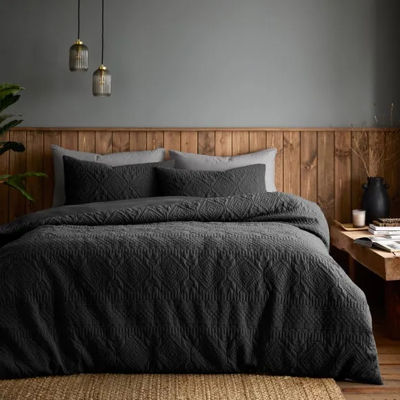 Walker Duvet Cover & Pillowcase Set - Charcoal Grey, Microfibre product