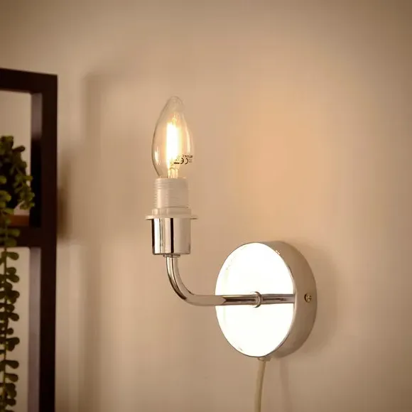 Wallace Plug-In Wall Light Fitting - Nickel alternate view