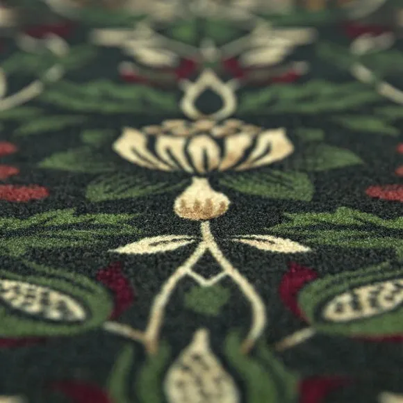 Heritage Deer Vintage Festive Washable Runner - Green alternate view
