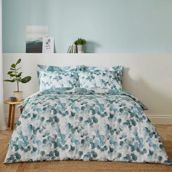 Watercolour Circles Duvet Cover and Pillowcase Set - Teal, Polycotton alternate view