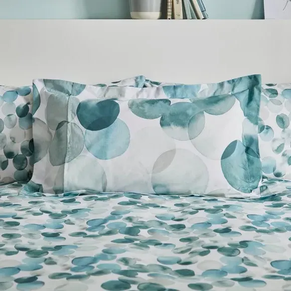 Watercolour Circles Oxford Pillowcase - Teal, Polycotton alternate view