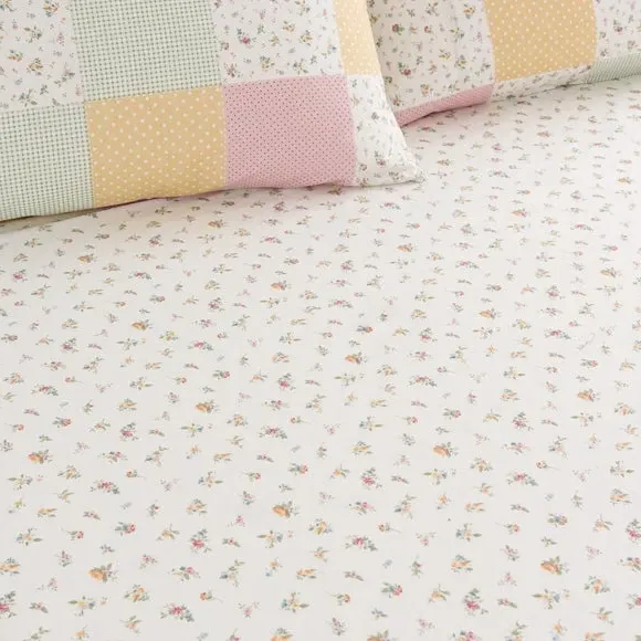 Watercolour Ditsy Fitted Sheet - Pink, Polycotton alternate view