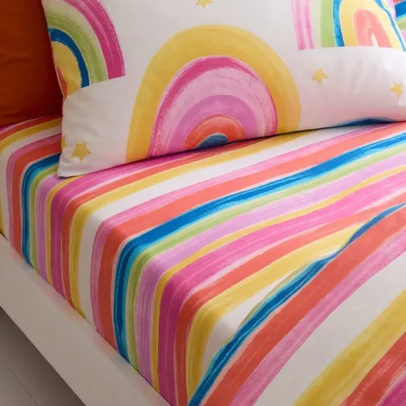 Watercolour Rainbow Fitted Sheet - Multicolor, Cotton product