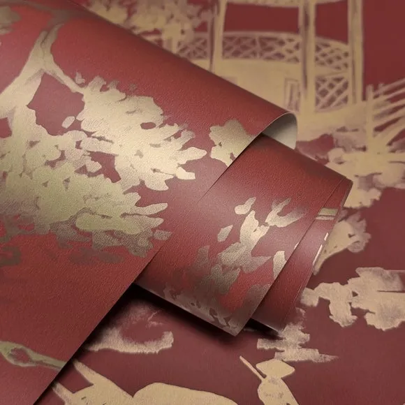 Watercolour Scene Wallpaper - Red alternate view