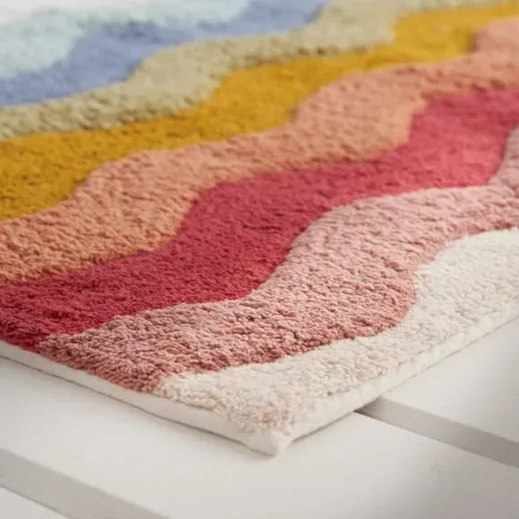 Wavy Rainbow Bath Mat - Multicolor, Cotton alternate view
