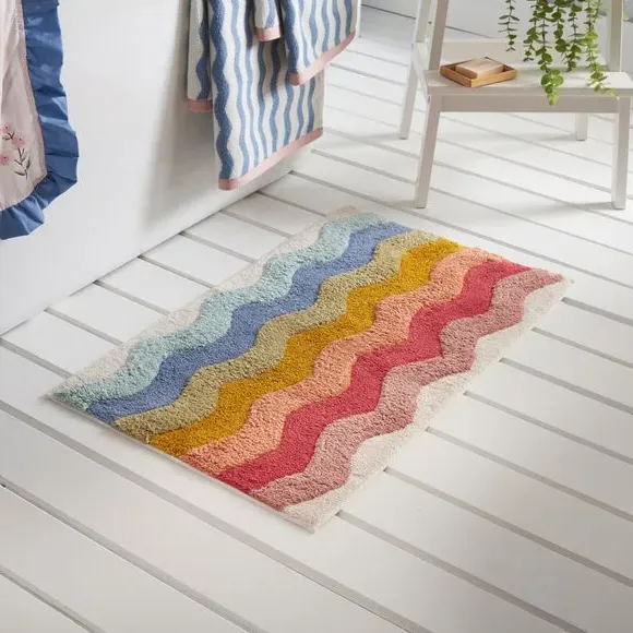Wavy Rainbow Bath Mat - Multicolor, Cotton product