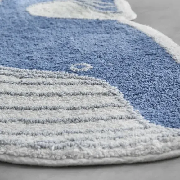Webster Whale Shaped Bath Mat - Blue, Cotton alternate view