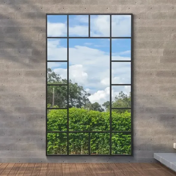 Rectangle Full Length Wall Mirror - Black, Metal alternate view