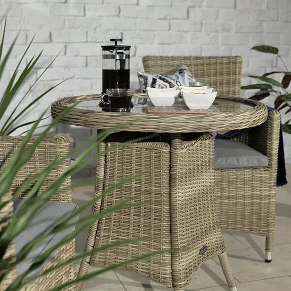 2-Seater Round Bistro Set - Grey, Rattan alternate view