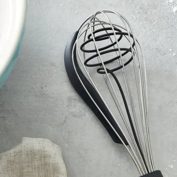 Whisk with Silicone Bowl Scraper - Black, Stainless Steel alternate view