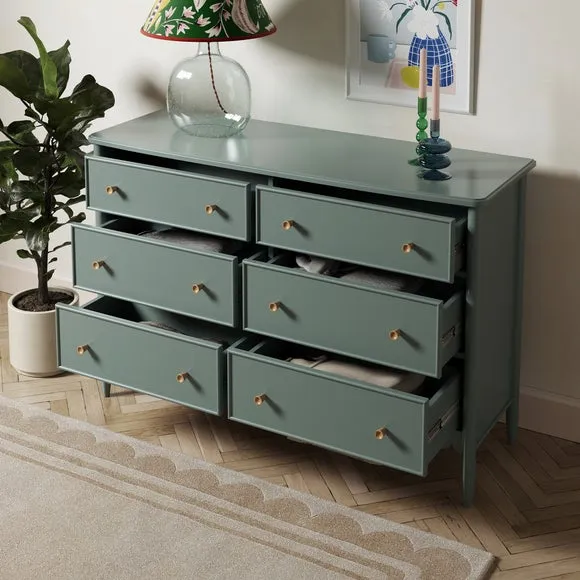 Wide 6 Drawer Chest - Lilypad Green, Wood alternate view