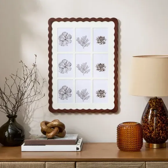 Wiggle 9 Aperture Multi Photo Frame - Dark, Mango Wood product