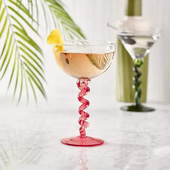 Wiggle Rounded Cocktail Glass - Pink