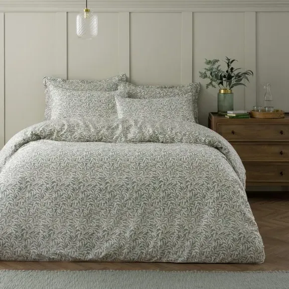 Willow Bough Duvet Cover & Pillowcase Set - Sage Green, Cotton alternate view