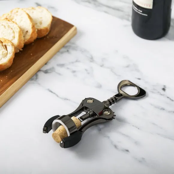 Winged Corkscrew with Bottle Opener - Grey, Metal product
