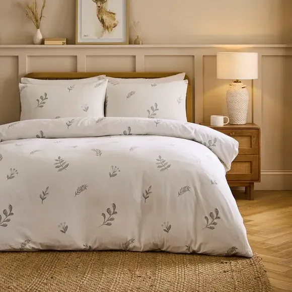 Winter Wisp Duvet Cover & Pillowcase Set - Grey, Brushed Cotton alternate view