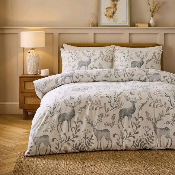 Winter Wisp Duvet Cover & Pillowcase Set - Grey, Brushed Cotton product