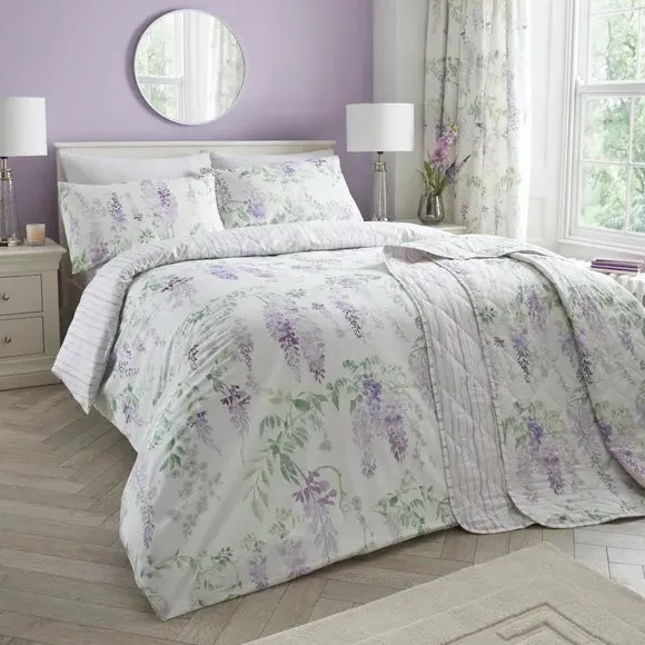 Wisteria Quilted Bedspread - Lilac, Polycotton alternate view