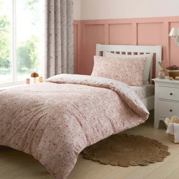 Woodland Floral Quilt Cover & Pillowcase Set - Pink, Cotton alternate view