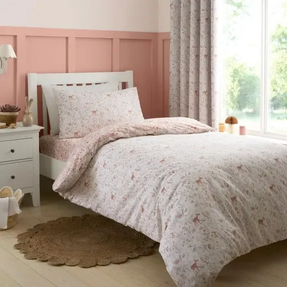 Woodland Floral Quilt Cover & Pillowcase Set - Pink, Cotton product