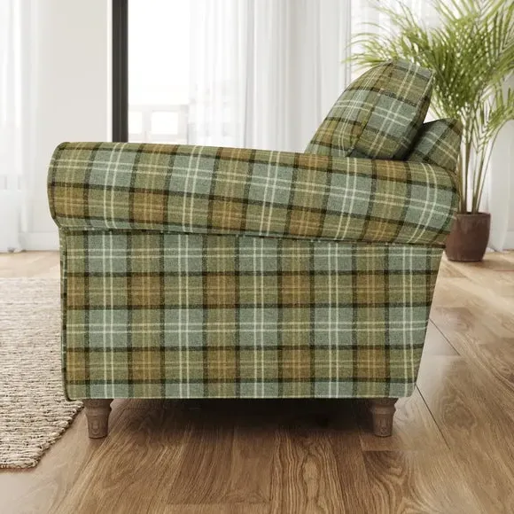 Woven Check Armchair - Soft Teal, Fabric alternate view