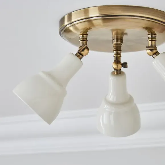 Wybridge 3-Light Semi Flush Spotlight - Off-White, Brass by Dunelm, image 3
