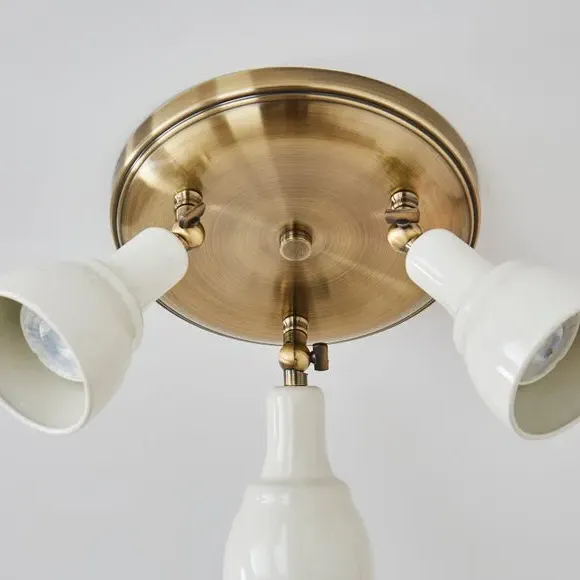 Wybridge 3-Light Semi Flush Spotlight - Off-White, Brass by Dunelm, image 4