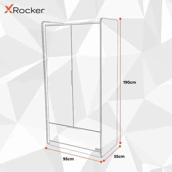 2-Door Wardrobe with LED Lights - Black, Wood by Dunelm, image 5