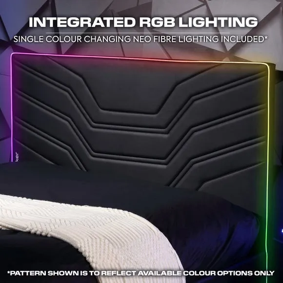 Gaming Bed Frame with LED & TV Mount - Black by Dunelm, image 4