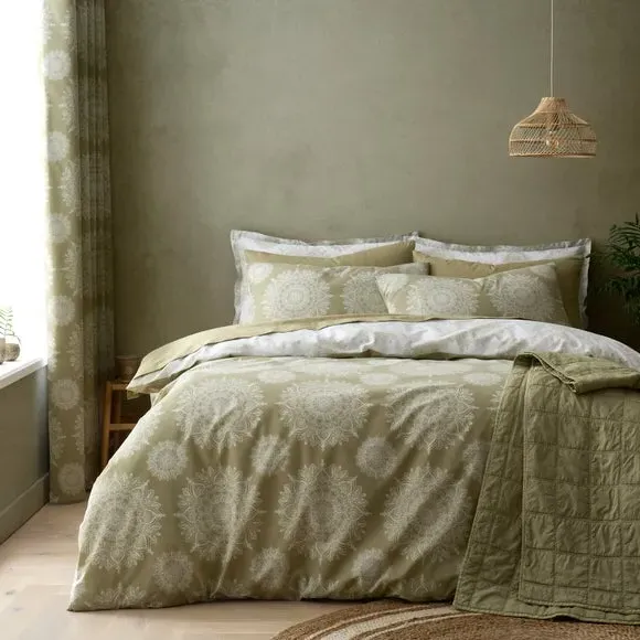 Zahara Mandala Duvet Cover & Pillowcase Set - Olive, Polycotton product