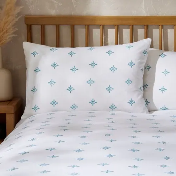 Zarah Motif Duvet Cover & Pillowcase Set - Teal Blue, Cotton alternate view