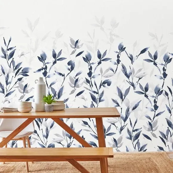Zen Botanical Wall Mural - Blue alternate view