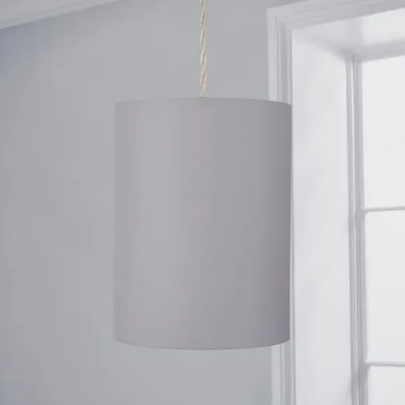 Zenna Cylinder Lamp Shade - Dove Grey, Faux Linen alternate view