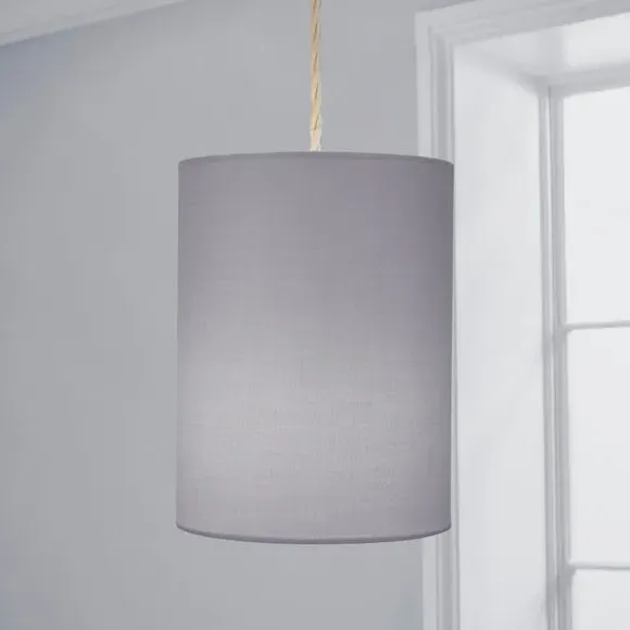 Zenna Cylinder Lamp Shade - Dove Grey, Faux Linen product