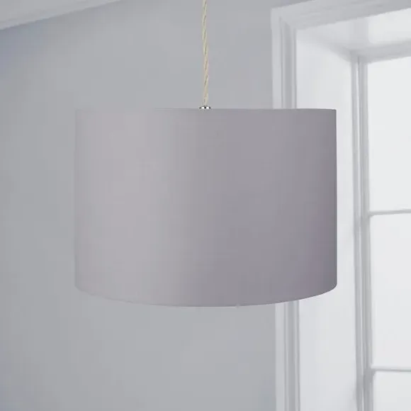Zenna Drum Lamp Shade - Dove Grey, Polycotton Faux Linen alternate view