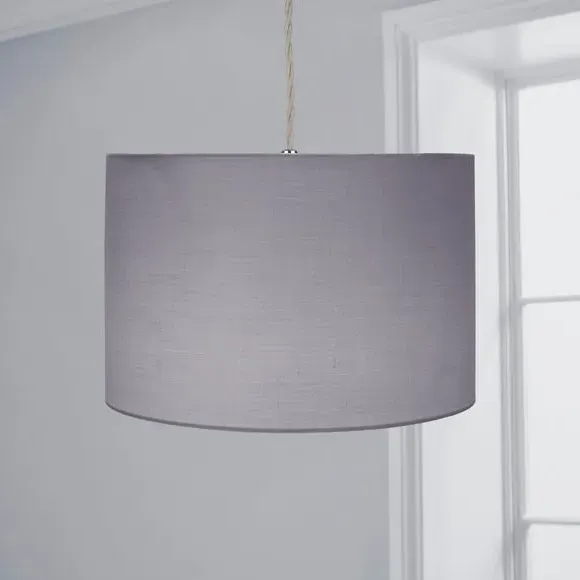 Zenna Drum Lamp Shade - Dove Grey, Polycotton Faux Linen product