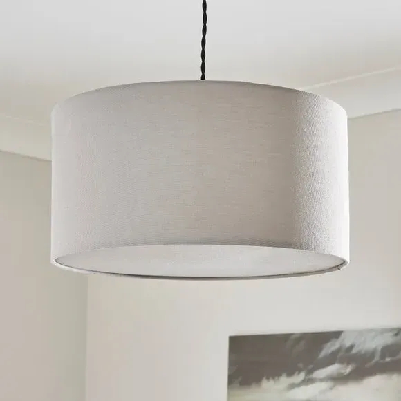 Zenna Shallow Drum Lamp Shade - Dove Grey, Faux Linen product