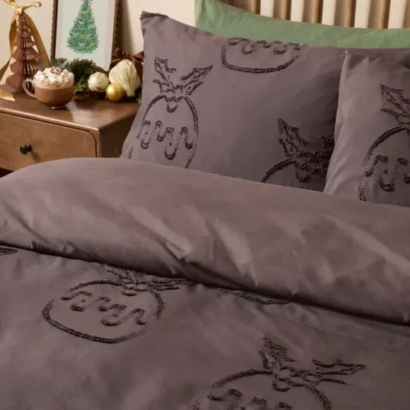 Puddings Tufted Duvet Cover & Pillowcase Set - Chocolate alternate view
