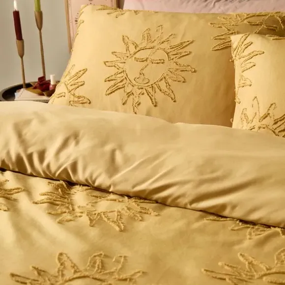 Suns Tufted Duvet Cover & Pillowcase Set - Gold alternate view