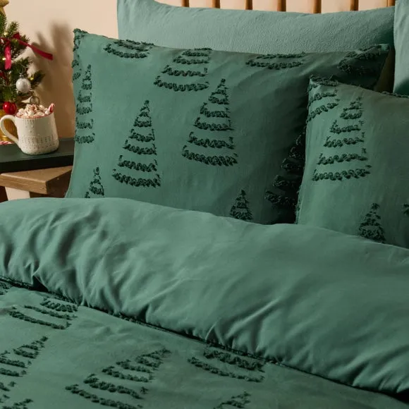 Trees Tufted Duvet Cover & Pillowcase Set - Green alternate view