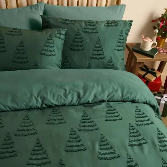 Trees Tufted Duvet Cover & Pillowcase Set - Green product