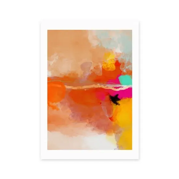 Abstract Framed Print - Orange, Watercolour alternate view
